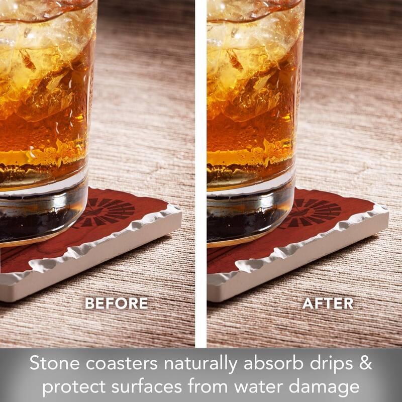Texas Proud 4-Pack Tumbled Tile Stone Coasters with Protective Cork Backing Manufactured in The USA