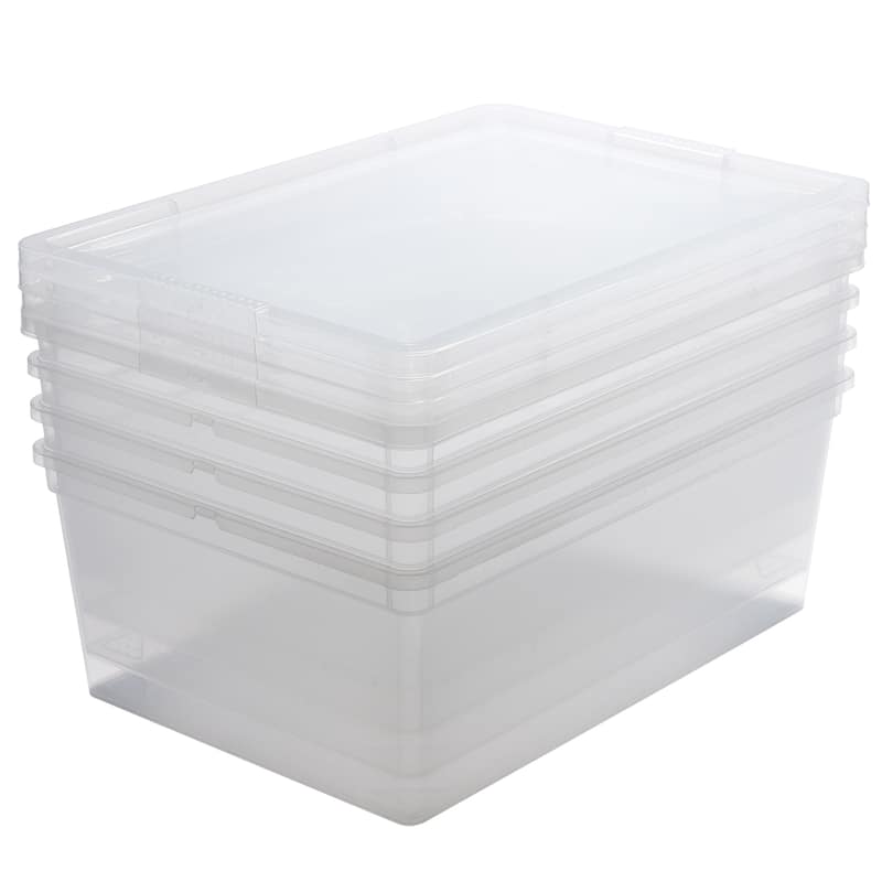 Simplify Stackable Storage Bins with Lids in Clear - 4 pack - Clear