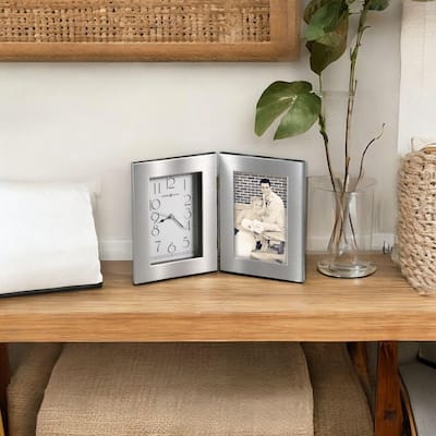 Howard Miller Lewiston Modern Sleek Mantel Clock with Photo Insert