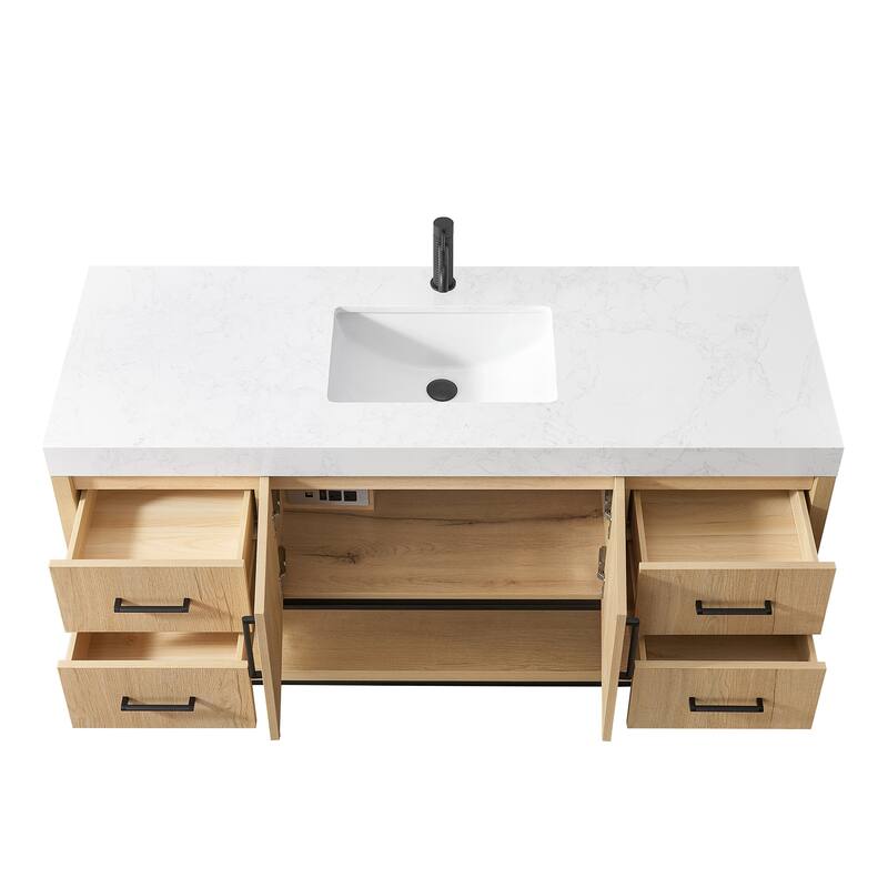 Kolkata Bathroom Vanity in Weathered Oak without Mirror