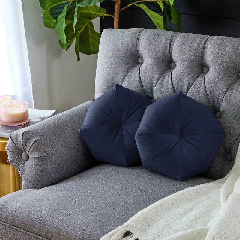 Sorra Home Golding Fabrics Indoor Knife Edge Geo Pillow Set of 2 - 11 in W x 4 in H x 11 in D - Navy
