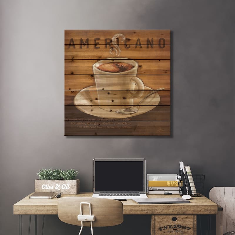 Coffee And Co. II Print On Wood by Janelle Penner - Multi-Color