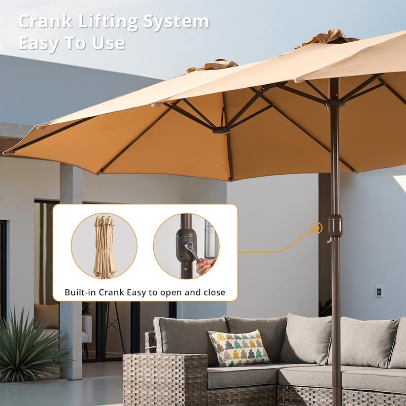 HOOOWOOO Outdoor Patio Umbrella with Crank Handle