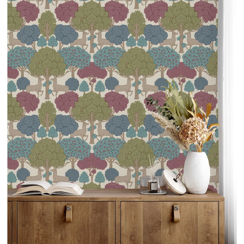 Forest of Arden Merlot Deer Wallpaper