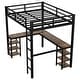 preview thumbnail 9 of 14, Twin XL Metal Loft Bed with Desk and Shelves, Loft Bed with Ladder and Guardrails, Loft Bed Frame for Bedroom