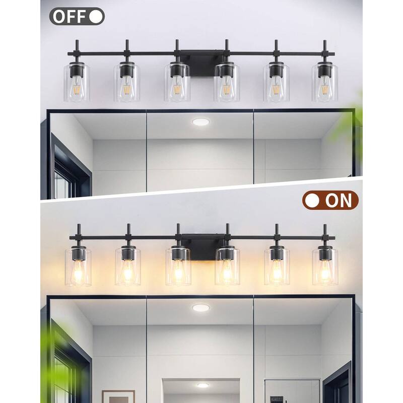 Jasper Black Clear Glass 6-Light Bathroom Vanity Light