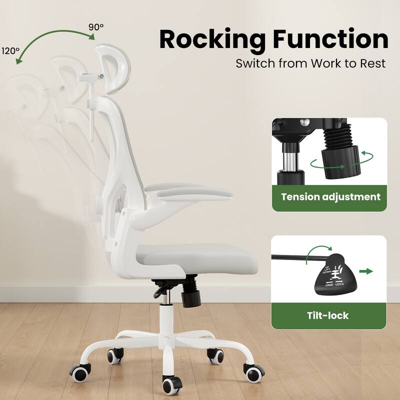 High Back Computer Chair with Armrests and Adjustable Lumbar Support