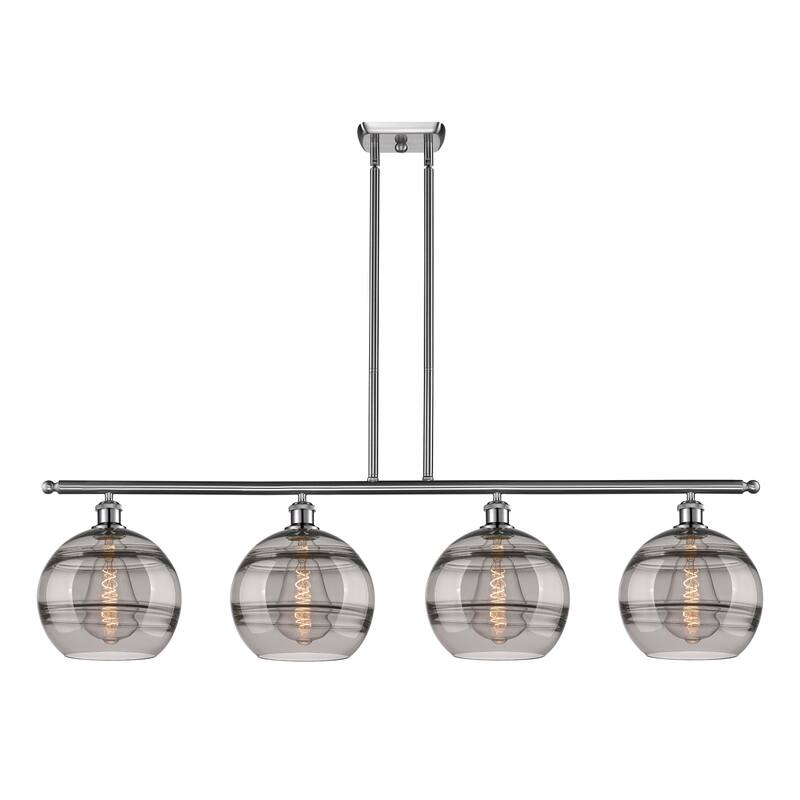 Innovations Lighting 516-4I-12-48 Rochester Linear Rochester 4 Light - Brushed Satin Nickel / Smoked