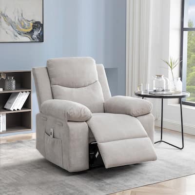 Velvet Fabric Power Recliner Chair with Massage and Heating
