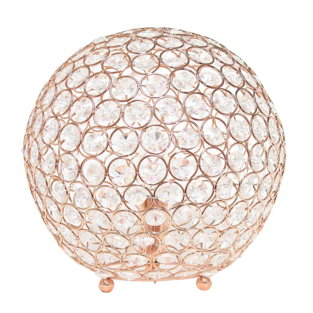10 in. Rose Gold Finish Table Lamp, Round Lamp for End and Side Table