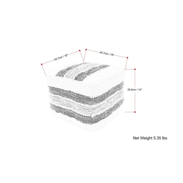 WYNDENHALL Highland Boho Square Pouf in White, Beige, Black Polystyrene