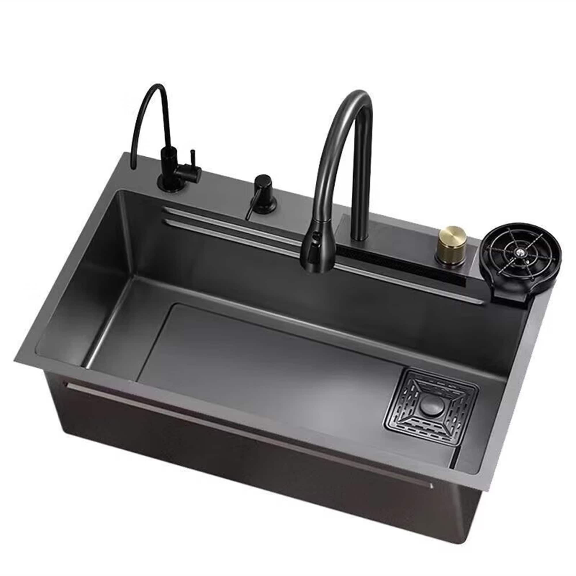 Stainless Steel Rectangular Waterfall Kitchen Sink - Overstock