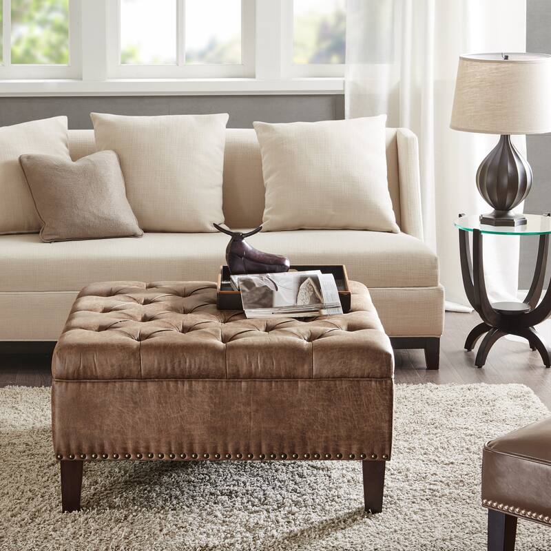 Madison Park Alice Tufted Square Cocktail Ottoman - Brown
