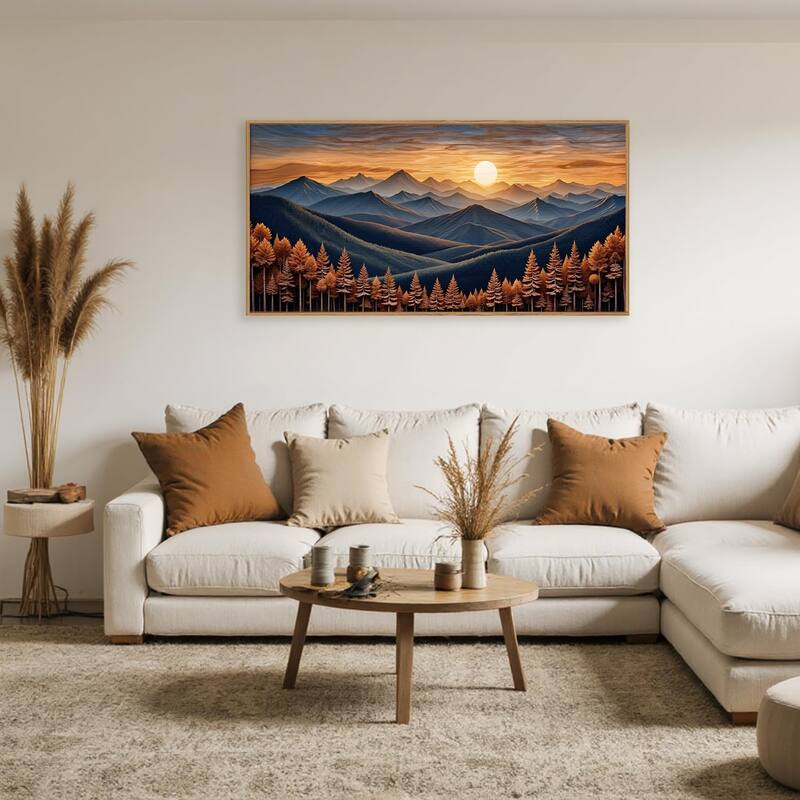 Forest Landscape Wall Decor,Nature Sunset Pine Tree Wall Painting