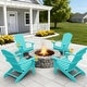preview thumbnail 19 of 22, WINSOON All Weather HIPS Outdoor Plastic Adirondack Chairs with Cup Holder Set of 4 Aruba Blue