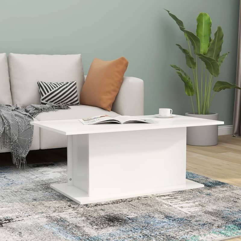 vidaXL Coffee Table Accent End Side Sofa Table for Living Room Engineered Wood - 40.2" x 21.9" x 15.7" - White