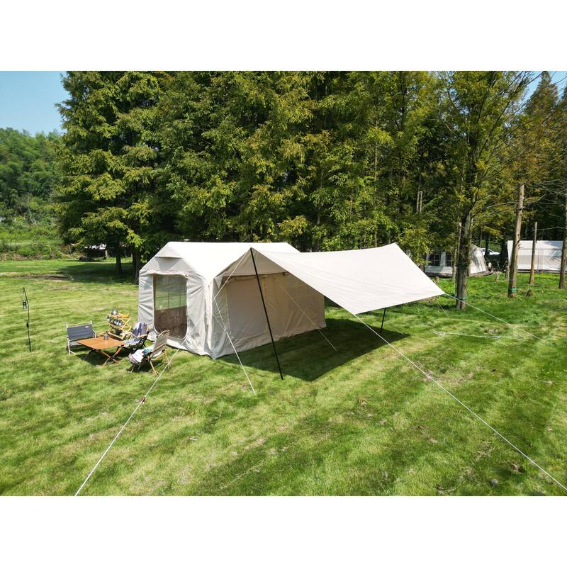 9.8 x13ft with canopy, Inflatable Camping Tents with Hand Pump, Air Glamping Tents, Easy Setup Waterproof and Windproof