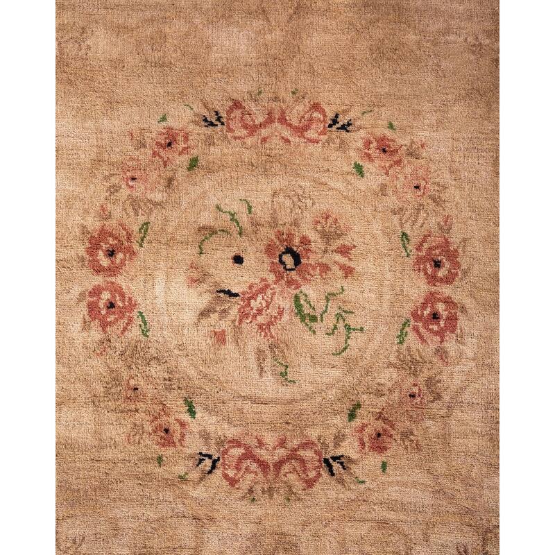 Overton Hand Knotted Wool Vintage Inspired Modern Contemporary Overdyed Beige Area Rug - 4' 1" x 6' 3"