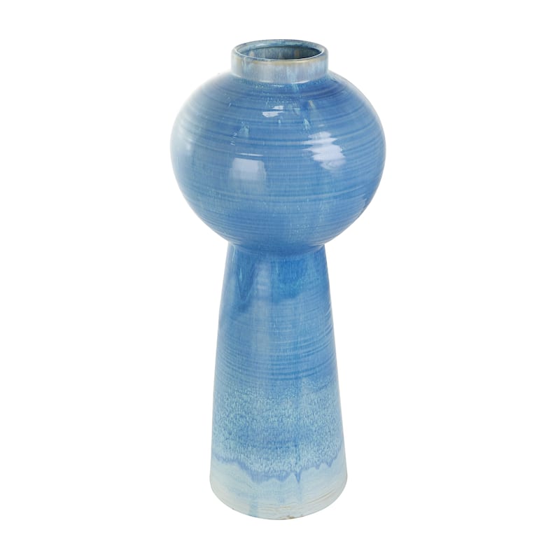 Blue Ceramic Bubble Inspired Ombre Decorative Vase with Unique Texturing