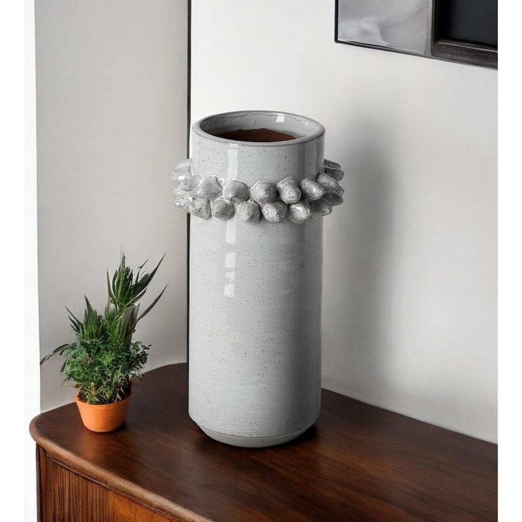 Sleek 11" Grey Abstract Ceramic Vase for Home Decor and Gifting