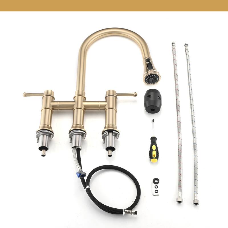 Dornberg 2-handle Bridge Kitchen Faucet With Pull-out Sprayer