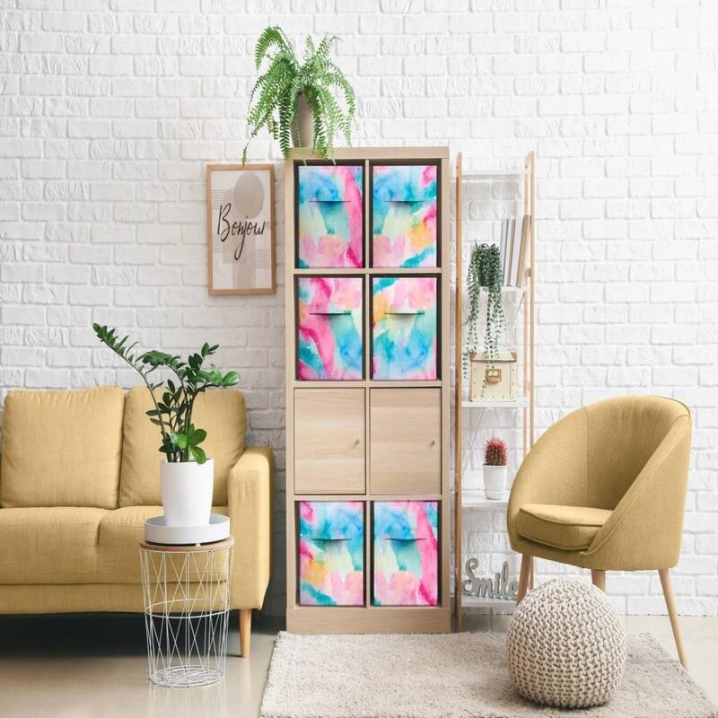 Tie Dye Fabric Storage Cubes,6 Foldable Collapsible Organizer Bins