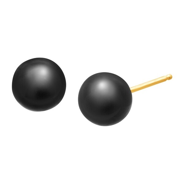 6 mm Natural Onyx Ball Stud Earrings in 14K Gold