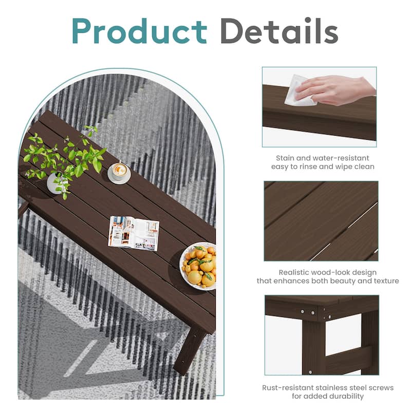 40-inch Outdoor Patio HDPE Pub Bar Table, Balcony Table
