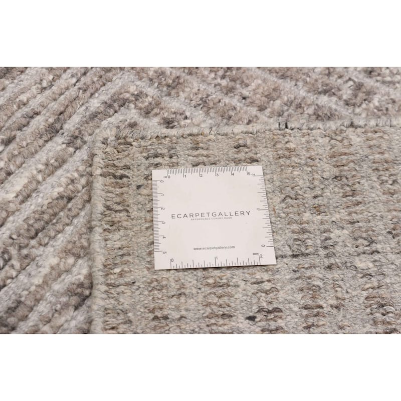 ECARPETGALLERY Hand-knotted Tangier Taupe Wool Rug - 7'11 x 9'11