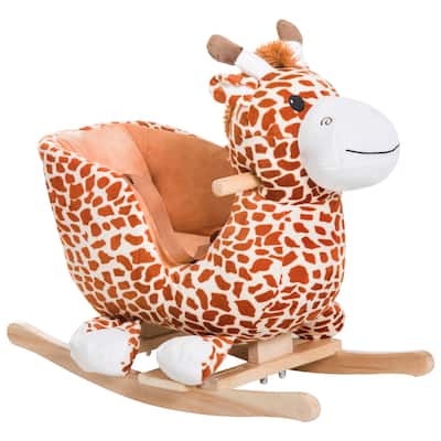 Plush Giraffe Rocking Toy with Song, Soft Body, and Security Belt - Lightweight for Kids Ages 18 Months and Up