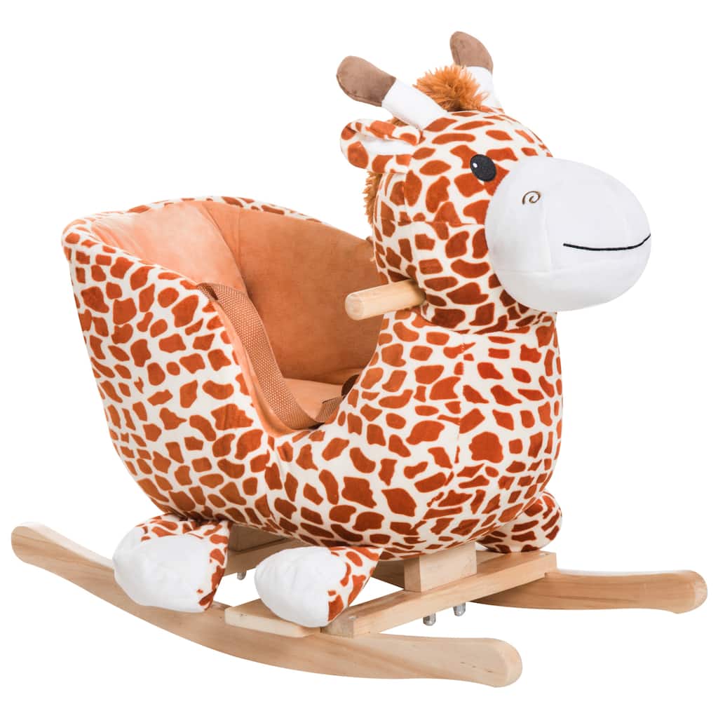 Plush Giraffe Rocking Toy with Song, Soft Body, and Security Belt - Lightweight for Kids Ages 18 Months and Up