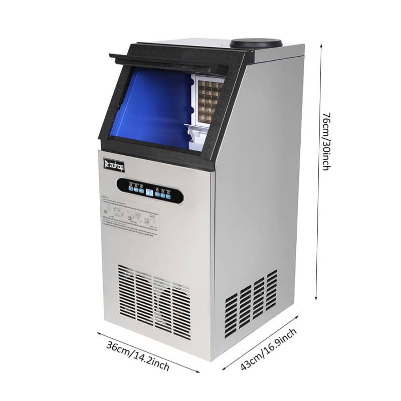 Stainless Steel Transparent Cover Ice Maker Machine For Restaurant Bar 36/45Pcs Ice Cube(110lbs/150lb)