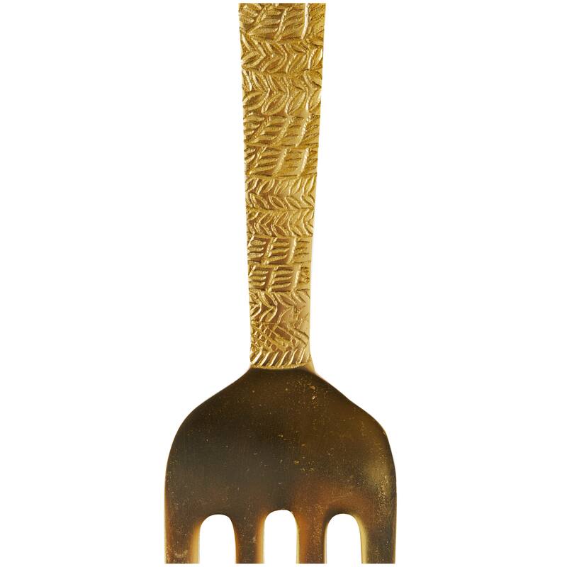 Gold Aluminum Metal Knife, Spoon and Fork Utensils Home Wall Decor (Set of 3)