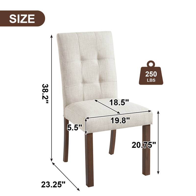 Wooden Dining Chairs Set of 4, Modern Dining Room Chairs with Back, Fabric Kitchen Side Chairs with Wood Legs