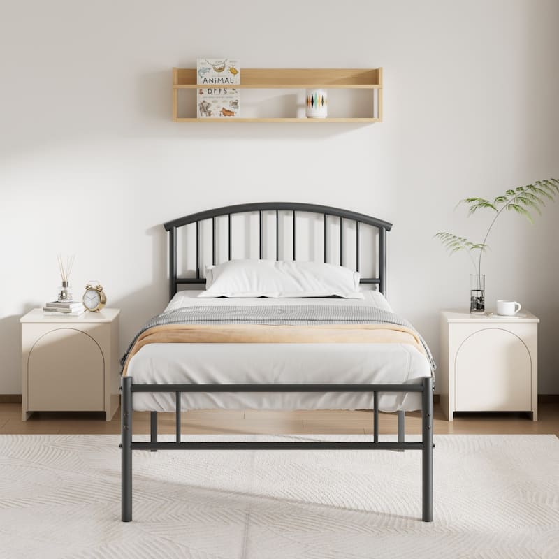 VECELO Bed Frame with Headboard & Metal Slat,Easy Set up- Twin/Full/QueenSize Bed