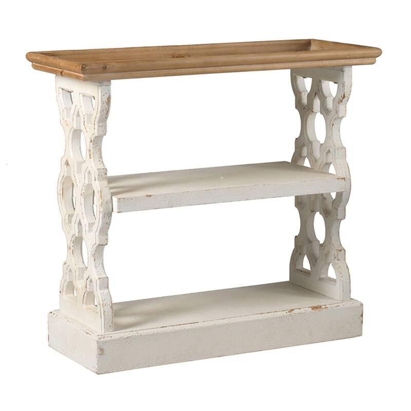 Three Tiers Distressed Wood Console Table