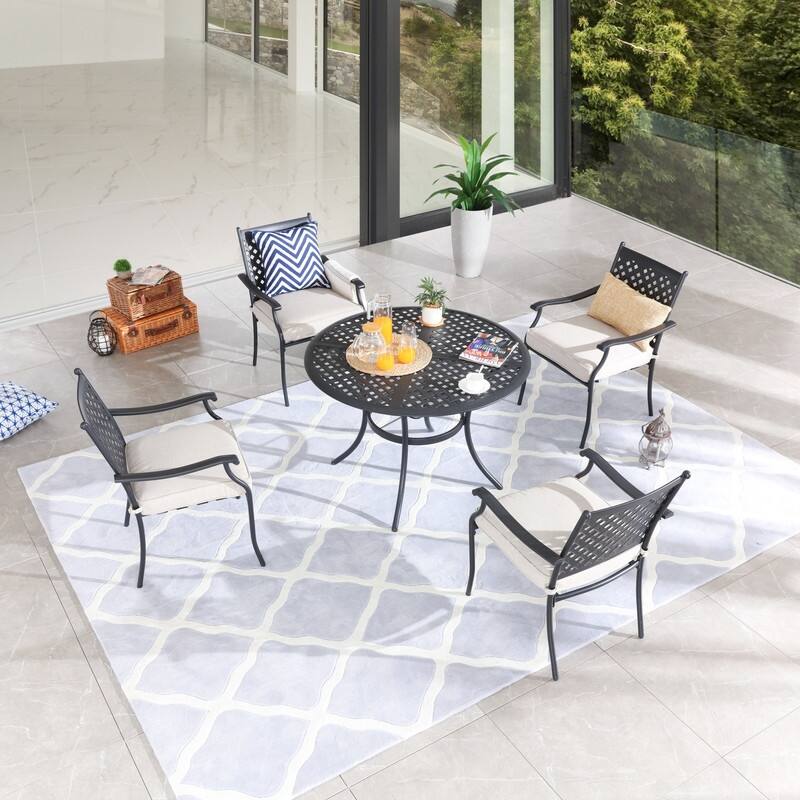 PATIO FESTIVAL 5-Piece Black Steel Outdoor Dining Set