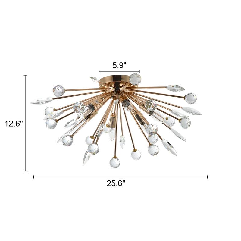 6-Light 25.6" Dandelion Firework Crystal Flush Mount