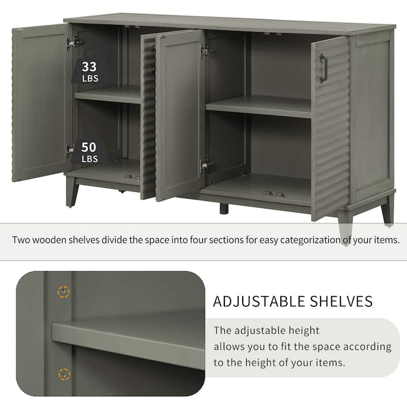 Antique Gray Sideboard Buffet Cabinet Console Table