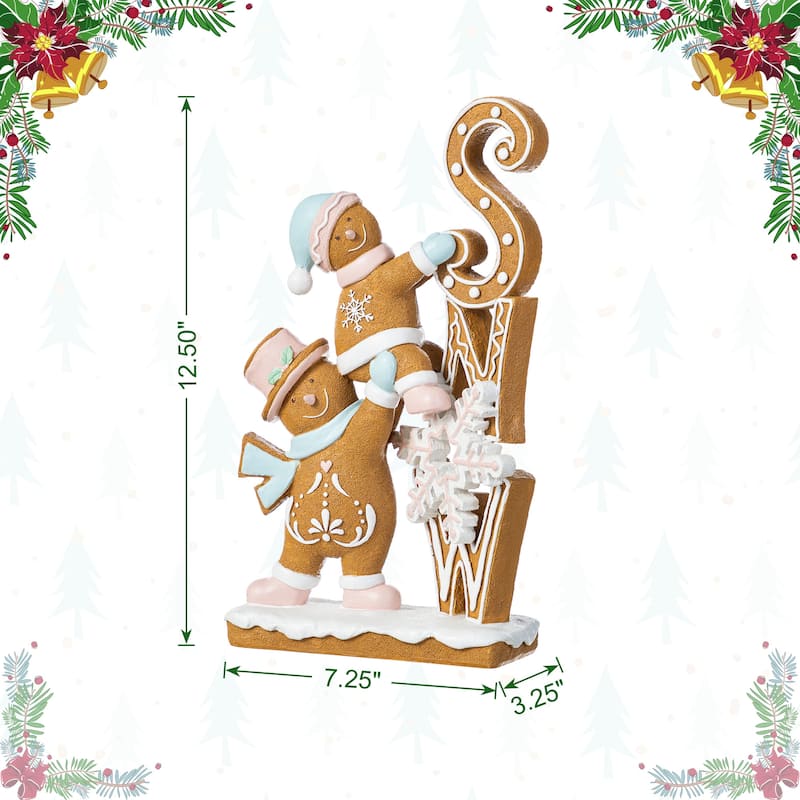 Glitzhome 12.50"H Resin Christmas Gingerbread Table Decor
