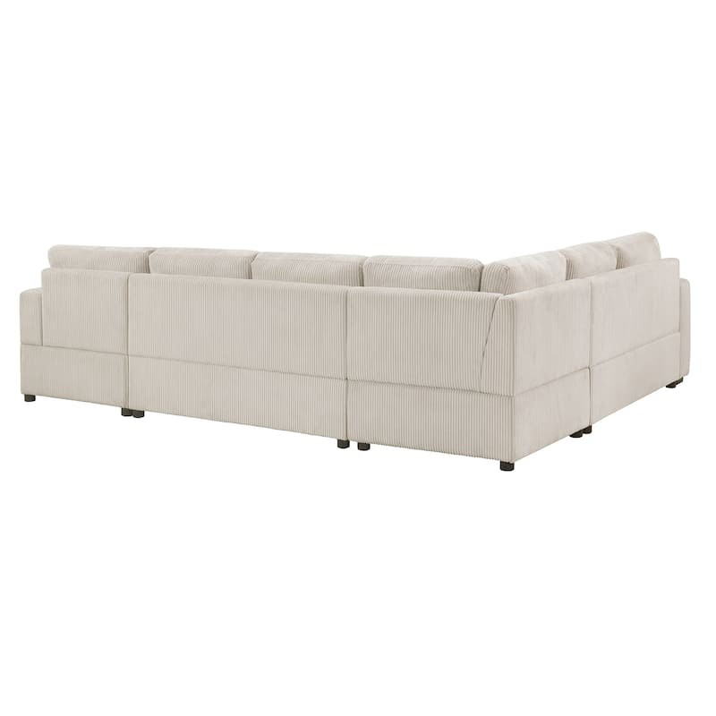 Roomfitters Oversized U-Shaped Sectional Sofa with Chaise Lounge and 3 Throw Pillows for Living Room