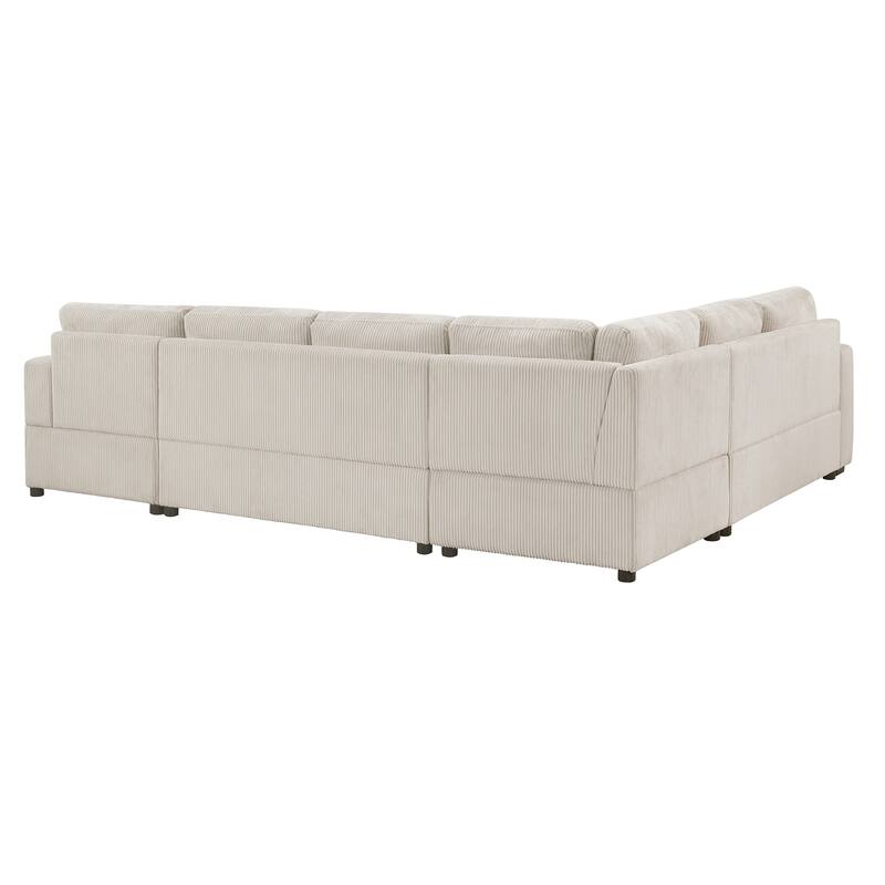 U-Shaped Sectional Sofa with Chaise Lounge and 3 Soft Throw Pillows for Living Room Oversized Corner Sofa