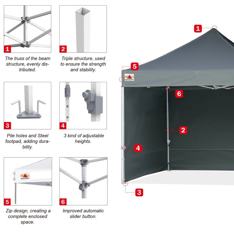 ABCCANOPY Commercial Instant Shade Metal Pop-Up Canopy - 10ftx10ft