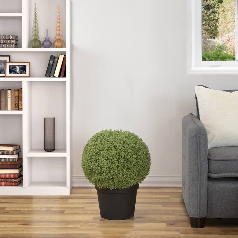 22" Artificial Boxwood Ball Topiary in Round Pot Unlit - 15