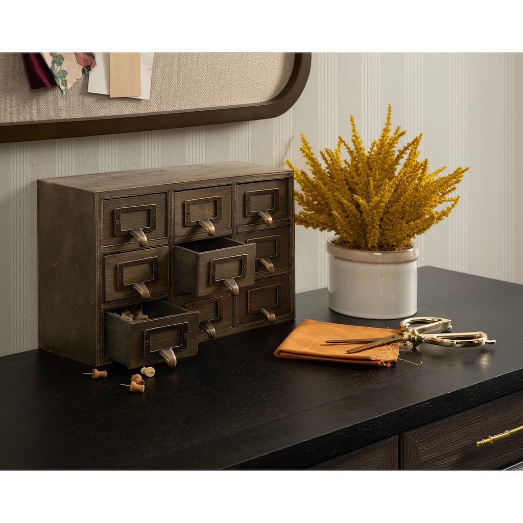 Kate and Laurel Apothecary Wood Desk Drawer Set, 9 Drawers