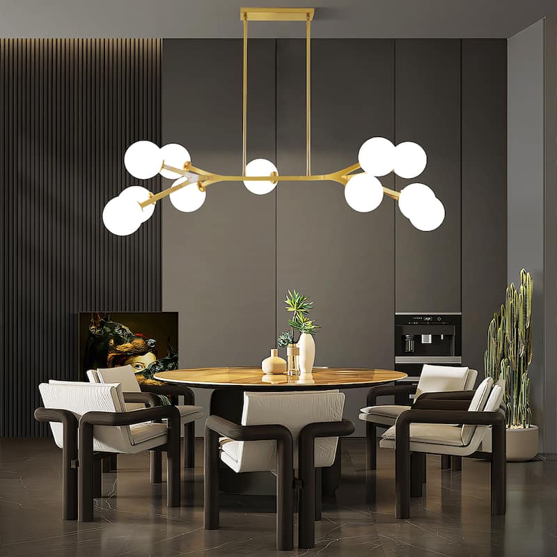 Dimmable Modern Chandelier for Dining Room with Frosted Glass Shade