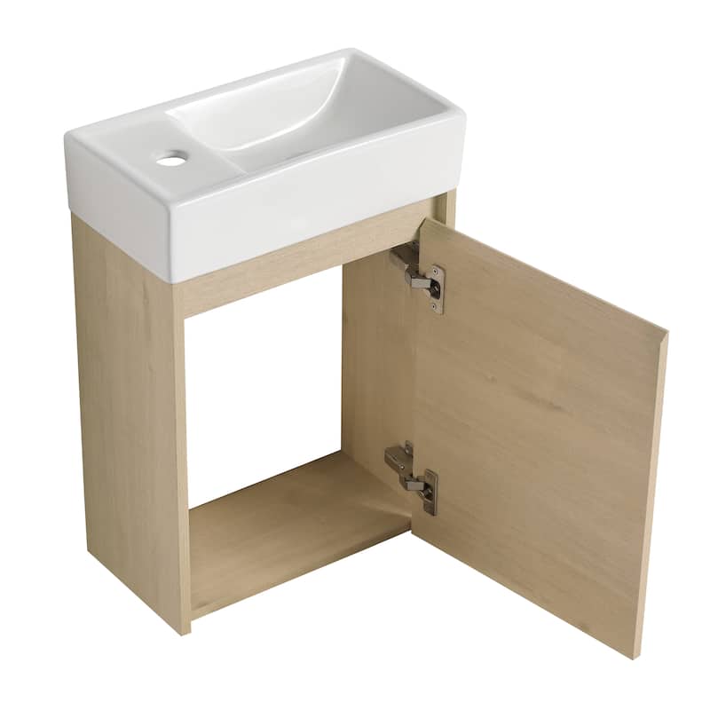 BNK 16/18 Inch Single Sink Bathroom Vanity with Soft Close Door