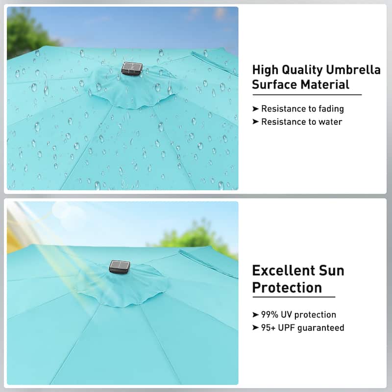 Ainfox 10ft Patio Umbrella with Lights Outdoor Solar Umbrella