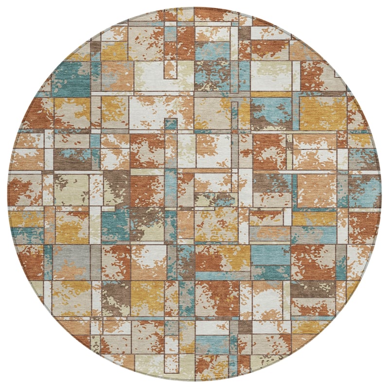 Machine Washable Indoor/ Outdoor Patchwork Chantille Rug