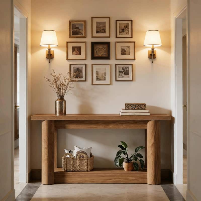 63" Farmhouse Console Table with Lower Shelf